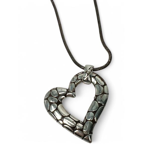 Brighton Pebble Heart Necklace Silver Pendant with 9" inch Chain - Picture 4 of 6